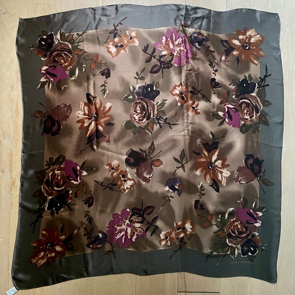Laura Ashley Vintage Floral Silk Scarf